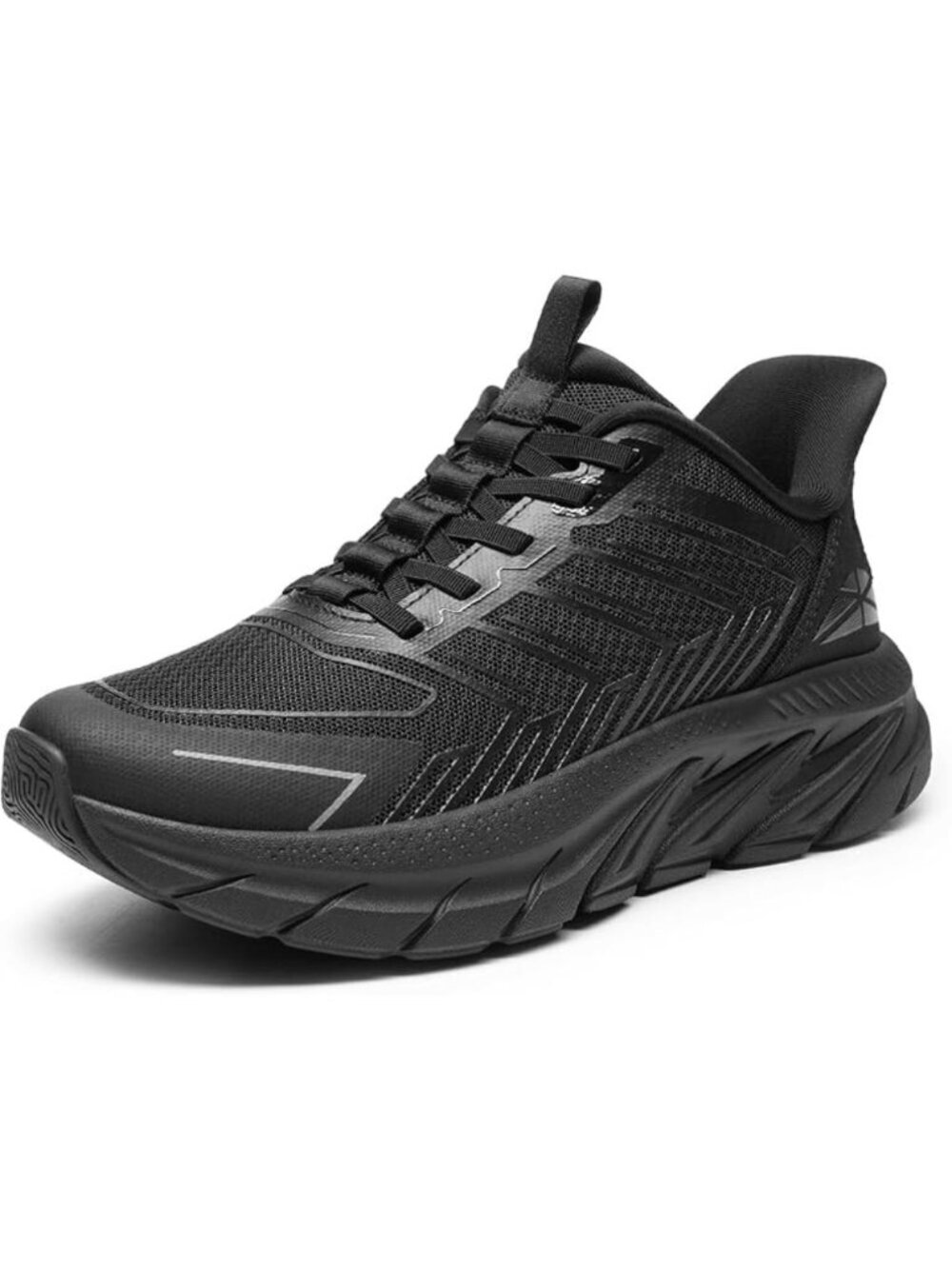 Women's All Black Slip On Walking Shoes Running Comfortable Breathable Sneakers